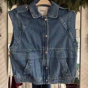 ba&sh Classic Blue Denim Sleeveless Oversize Vest